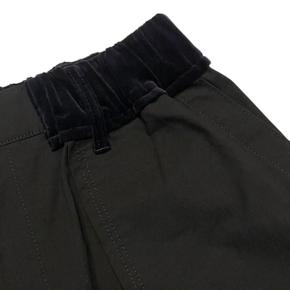 SACAI Japanese Luxury designer Cotton Oxford Pants black with velvet waistband - Picture 3 of 9
